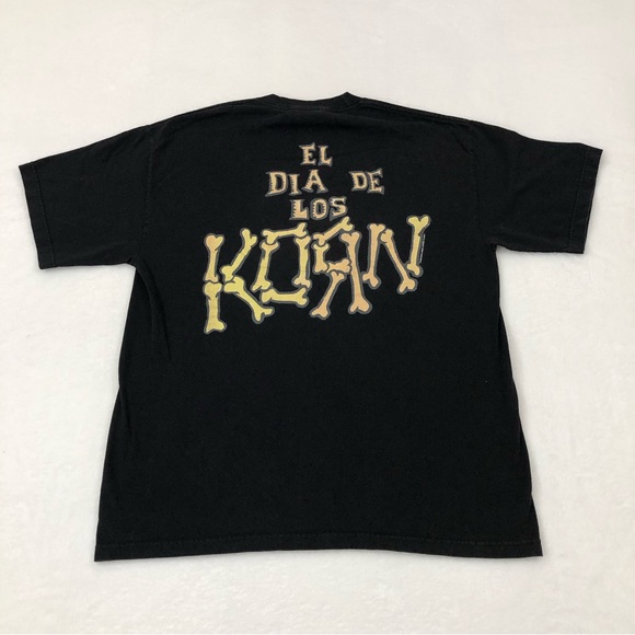 Vintage 2000 EL DIA DE LOS KORN Fathead Characters Black Giant Tee Shirt Mens XL - Picture 5 of 7